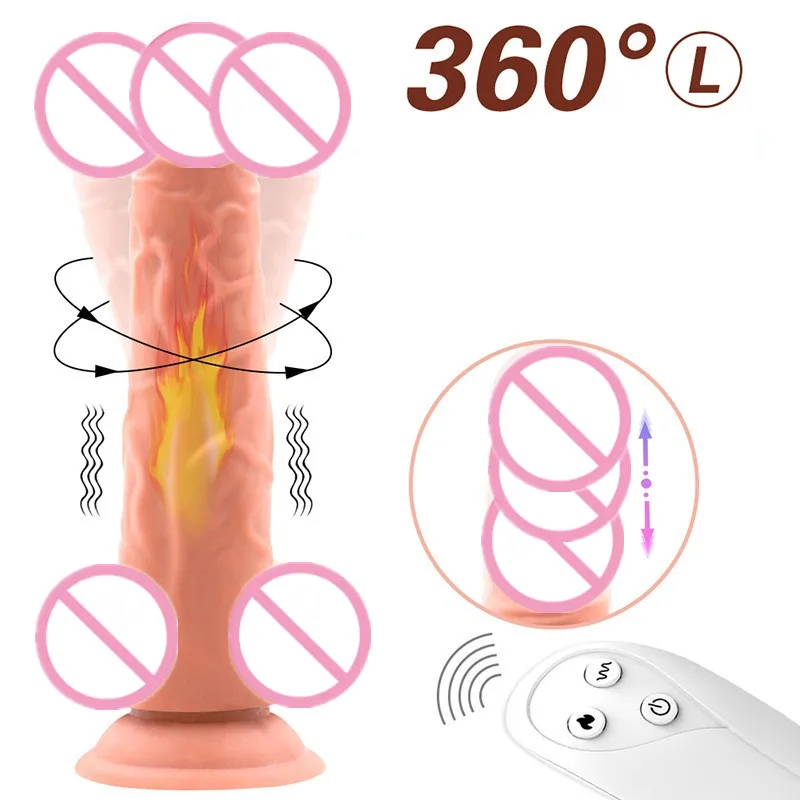 USB Rechargeable Thrusting Vibrating Realistic Dildo With Strong Suction Base Penis Sex Toy