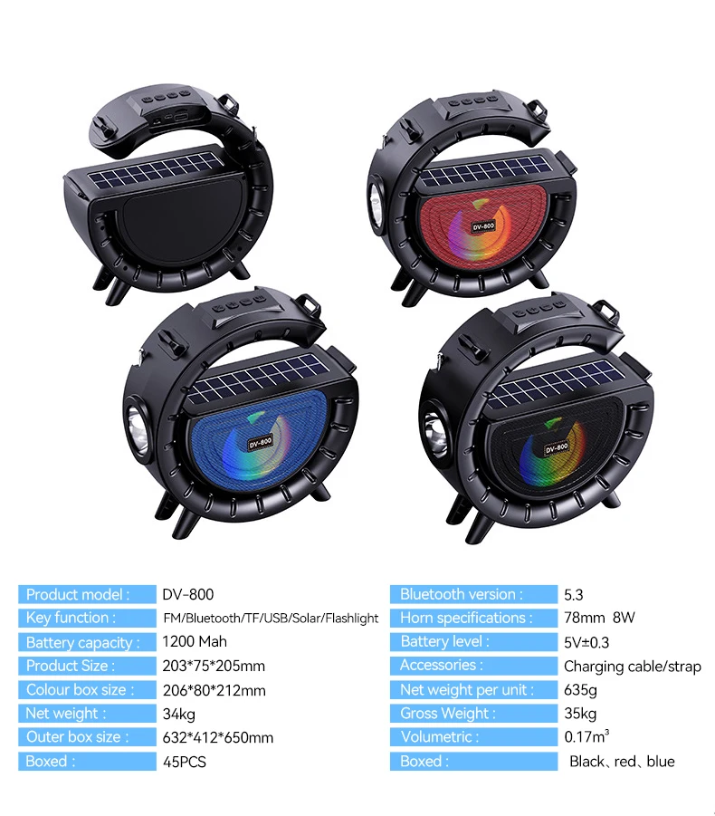 Multifunctional Radio Speakers Outdoor Powered LED Lamp Light Lantern Torches USB Rechargeable Solar Power Flashlight with Panel