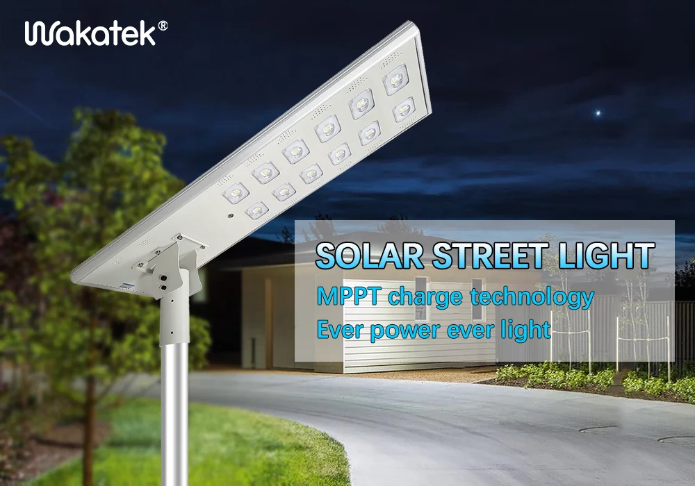 WAKATEK 60W wholesale IP67 waterproof outdoor 100w 120w all in one led solar street lights aluminum shell high quality 48 hours