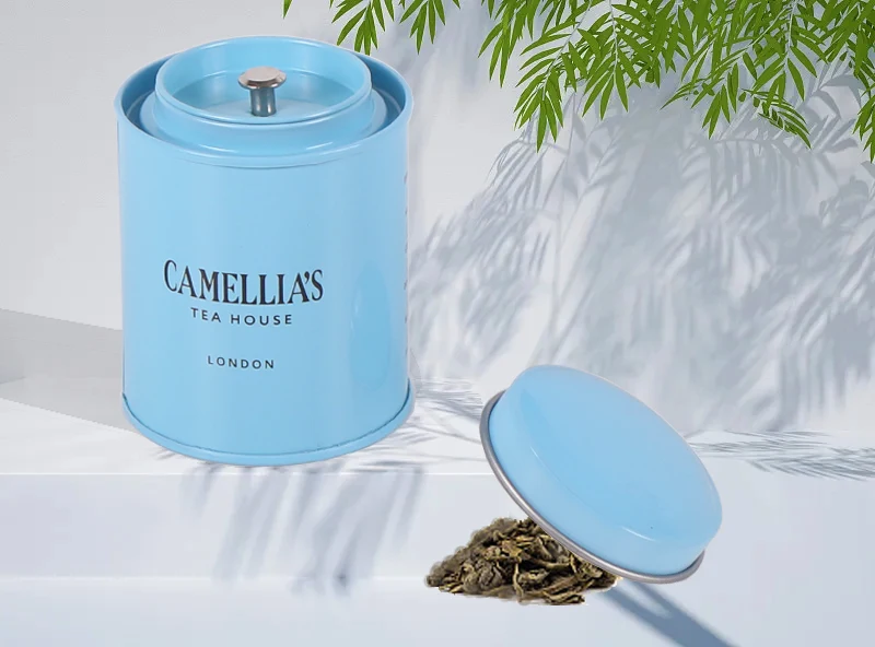 Customised empty round 10oz tea light tins case colored food grade biscuit black tea metal paint tin can printed