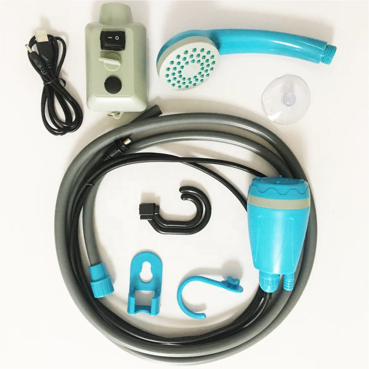USB portable camping pressure shower for car and pet  rechargeable  Water Pump Shower set with bucket