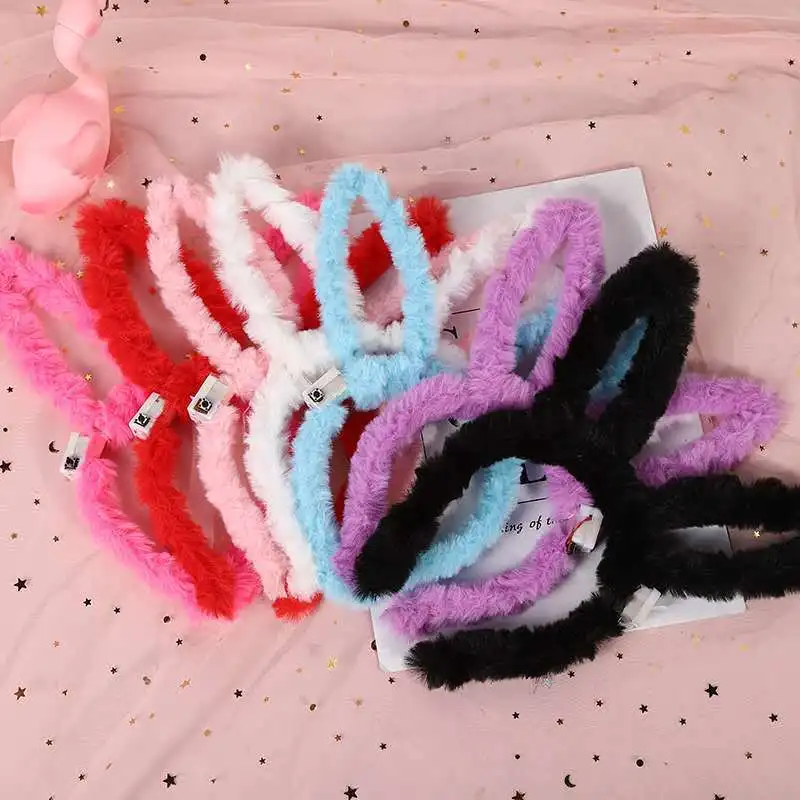 Easter Party Hot Pink White Long Ears Latex Bunny Ears Plush Decoration Headband
