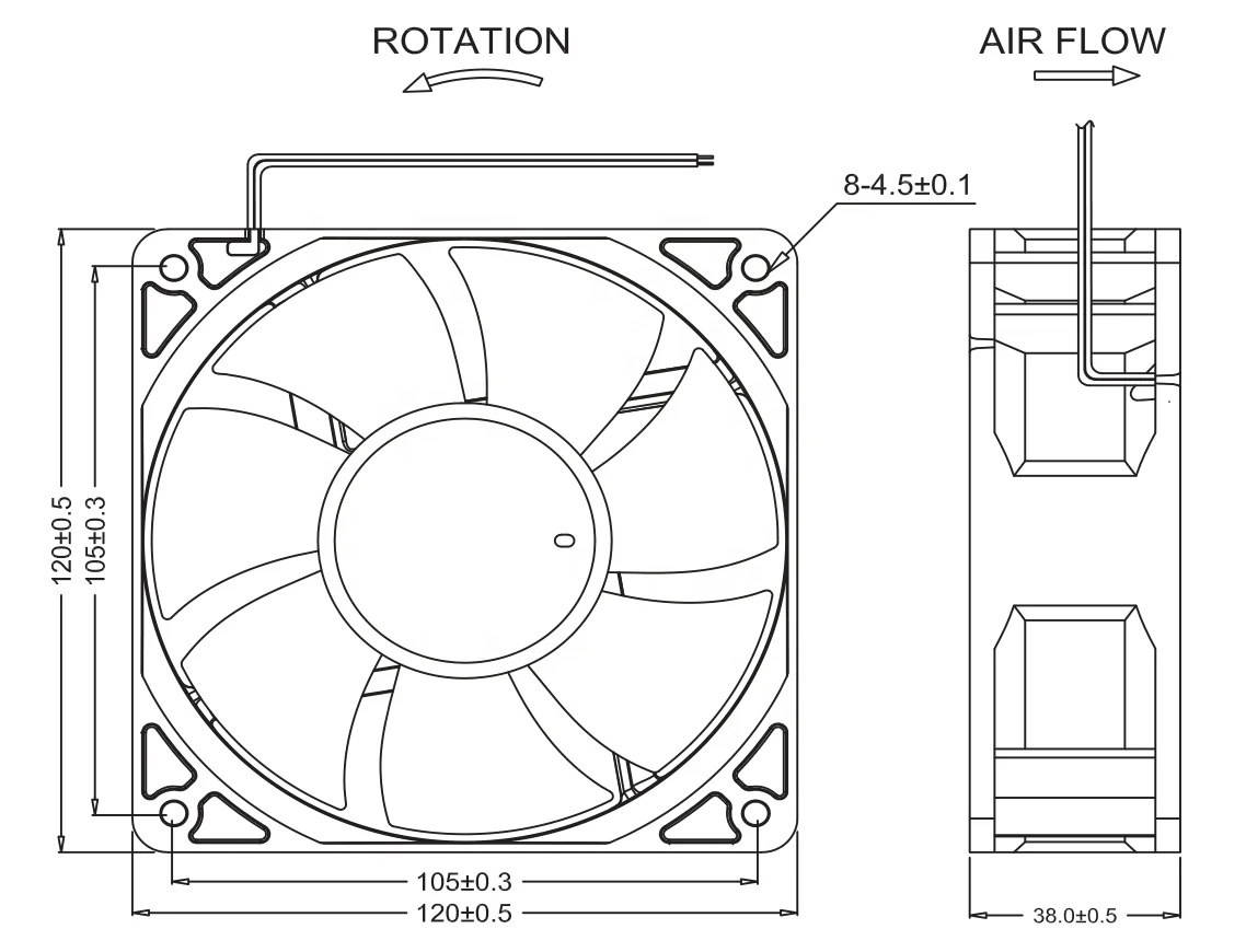 MEIXING GX12038 12V/24V 120x120x38mm DC Axial Fan High Quality And High Speed Cooling Radiastor Fan Ball Sleeve Bearing