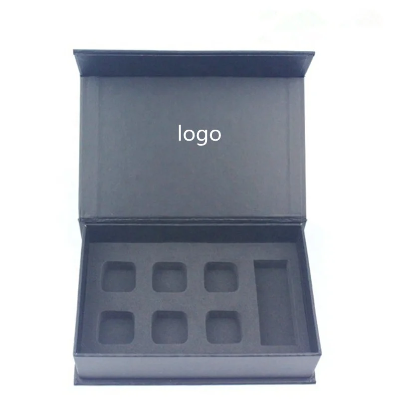 
Custom Luxury Cardboard Rigid Foldable Black Magnetic Hair Packaging Box Gift Box Packaging With EVA Foam Insert 