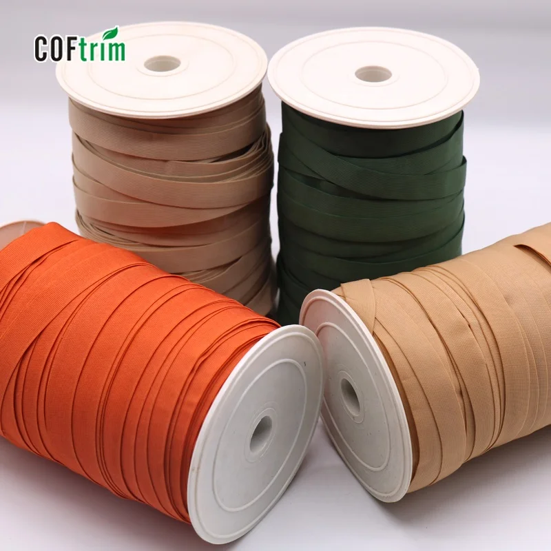 
guangzhou factory Eco-Friendly 5/8 Fold Over Elastic tape Flat elastic bias Binding Tape for shoes garment 