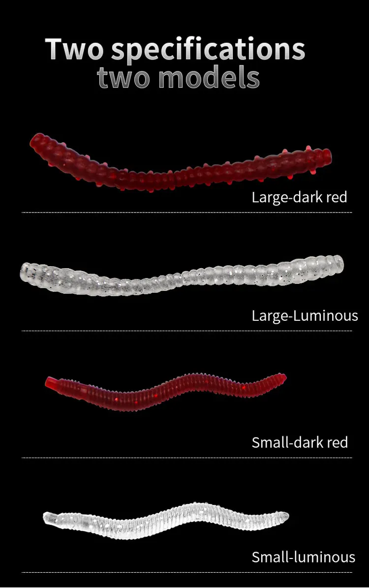 Tianhong OEM Soft Worm Lure 40mm 55mm PVC & ABS Fishing Lures for Tuna Salmon Bream in River Stream Freshwater Fishing