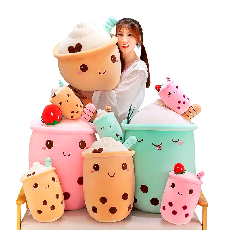 NEW Cute Cartoon Bubble Tea Plush Toy Stuffed Food Milk Tea Soft Doll Boba Fruit Tea Cup Pillow Cushion Kids Toys Birthday Gift