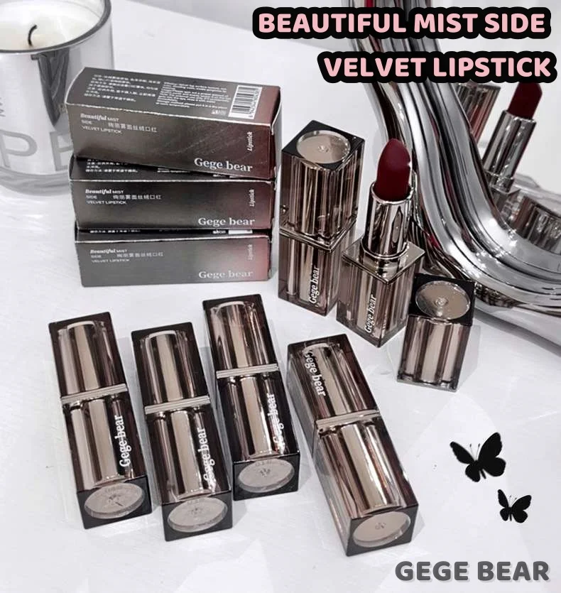 High Quality Smooth Long Lasting Cream Solid Matte Lipstick Gege Bear Beautiful Mist Velvet Lipstick Lip Balm Tube