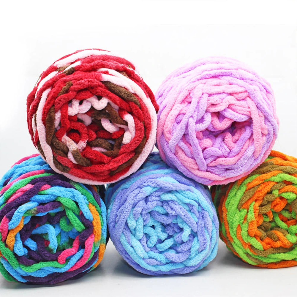 Multi-Color chunky crochet yarn knitting woven blanket core strip line ice strip yarn for craft diy