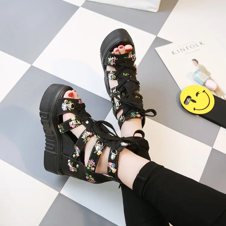 PDEP chunky high heel wedges sandals for summer ankle strap platform sandals height increasing sandales femmes 2022