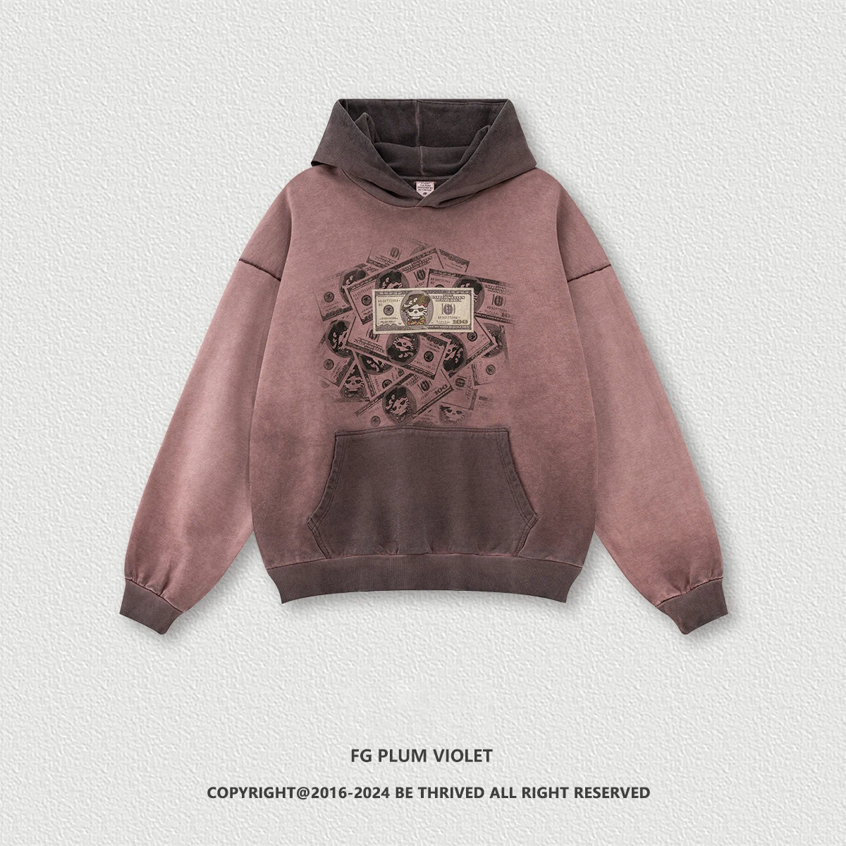 Custom hoodie Gradient spray-dyed print ombre Sweatshirt oversize garment dyed hoodie no string heavyweight hoodie