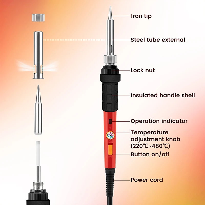 KAIWEETS Electric Soldering Iron Kit Electronics 60w Adjustable Temperature Welding Iron Electric Soldering Irons