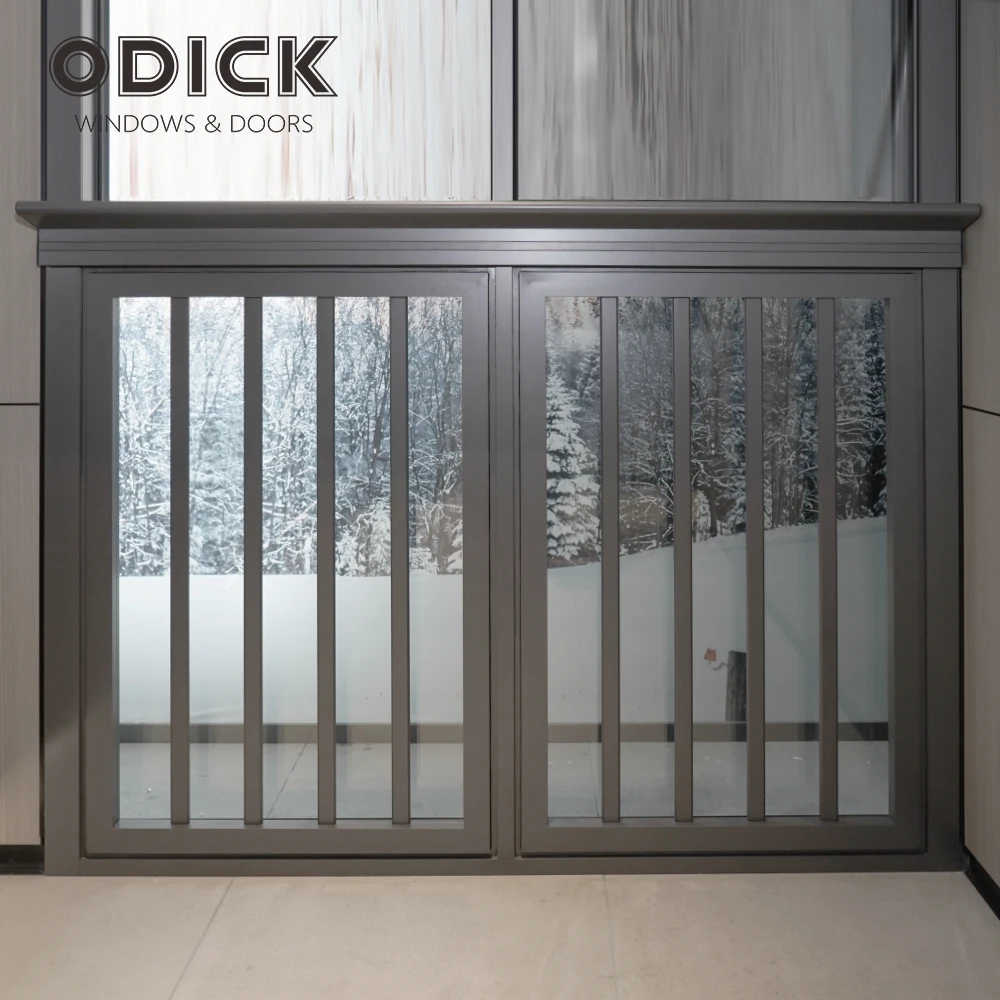 ODICK American aluminum alloy sliding window High security large double tempered glass french windows thermal break custom