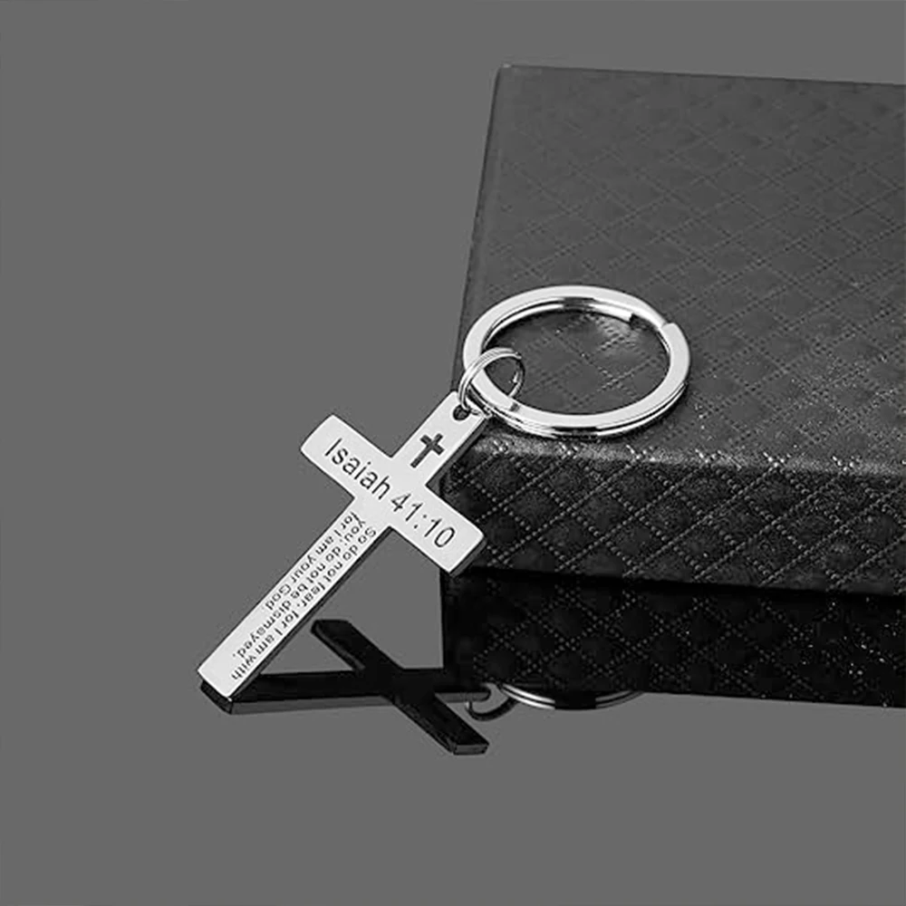 Stainless steel Keychains Religious Key Rings Bible Verse Keychain verses Cross Keychains for Christian Women Men
