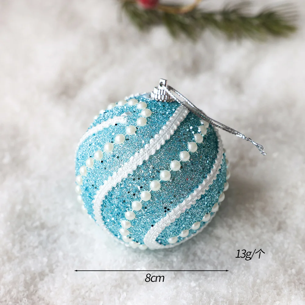 New Christmas tree decoration pendant glitter 8cm foam ball Christmas decorations (factory direct sales)