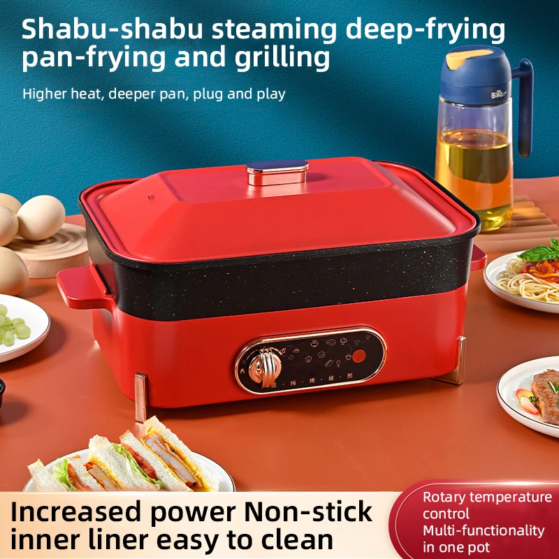 Chukang 220v mini multi purpose electric cooking hot pot small double electric frying pan skillet