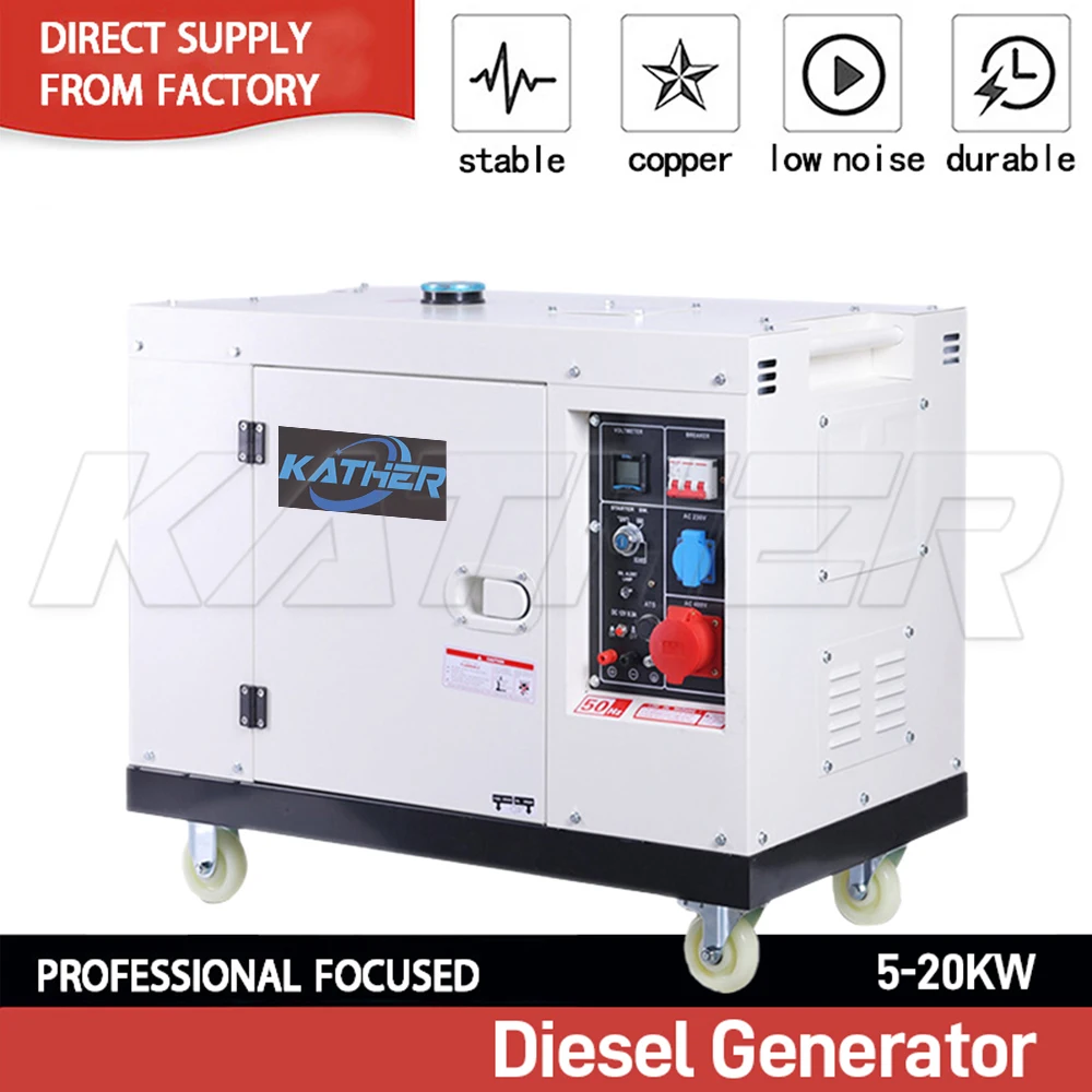 5KVA 8KVA 10KVA 12KVA 15KVA 20KVA Super Silent Diesel Genset Low Noise 1phase 3phase Portable Diesel Generators 20kw 10kw