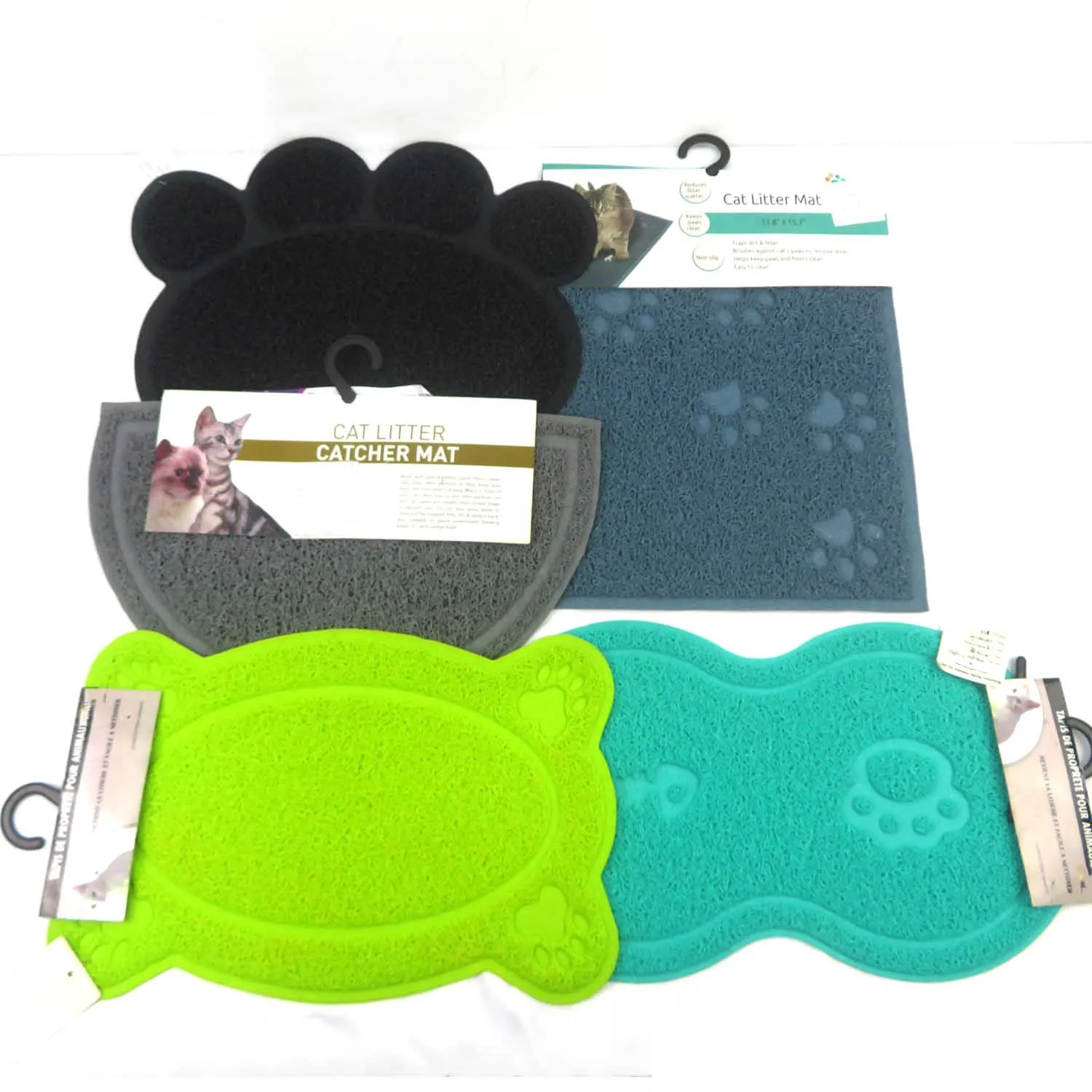 Offline chain stores selling products Pvc Paw Shape Alfombrilla Grande Para Arena De Gato Printed Cuter Cat Litter Mat