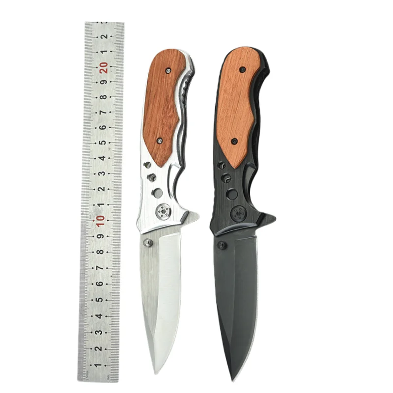 Customization Pattern Blade Olive Wood Handle Camping Survival Tactical Outdoor Pocket Folding Hunting Knives Set