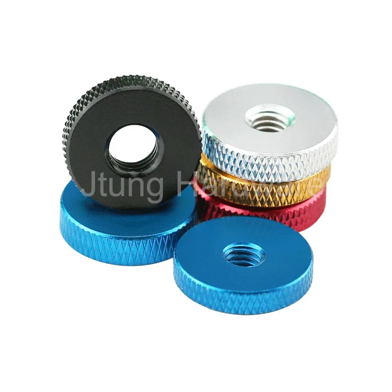 M3M4M5M6M8M10 Through Hole Adjusting Colored Aluminium Hand Grip Flat Knurled Lock Thumb Screw Knob Nut