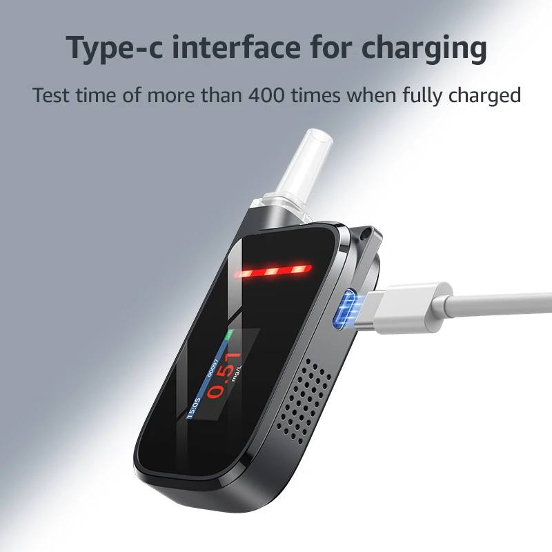 3 Color LCD alcotester Display Fest Detection Alcohol Tester Breathalyzer Detector keychain Mr. Black H2