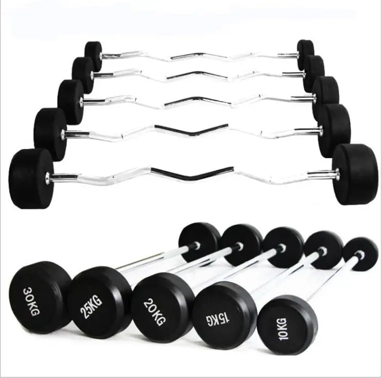 New arrival fitness body building accessories Fixed CURL Rubber Barbell weightlifting