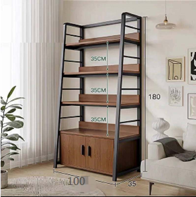 Hight Quality Walnut Hose Storage Rack Kids Study Room Panel Book Shelf Wooden Library Bookshelf