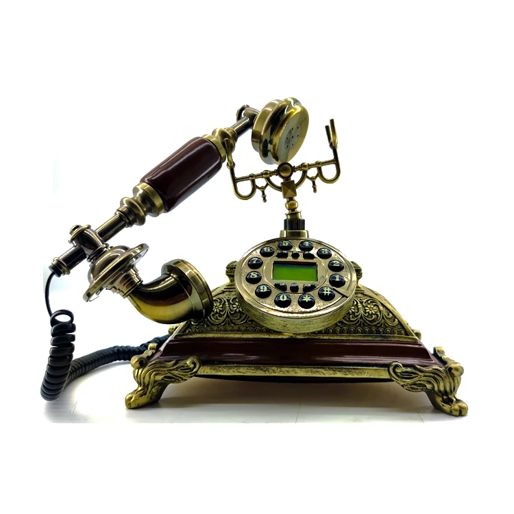 Household landline with simple ancient bronze decorative carving