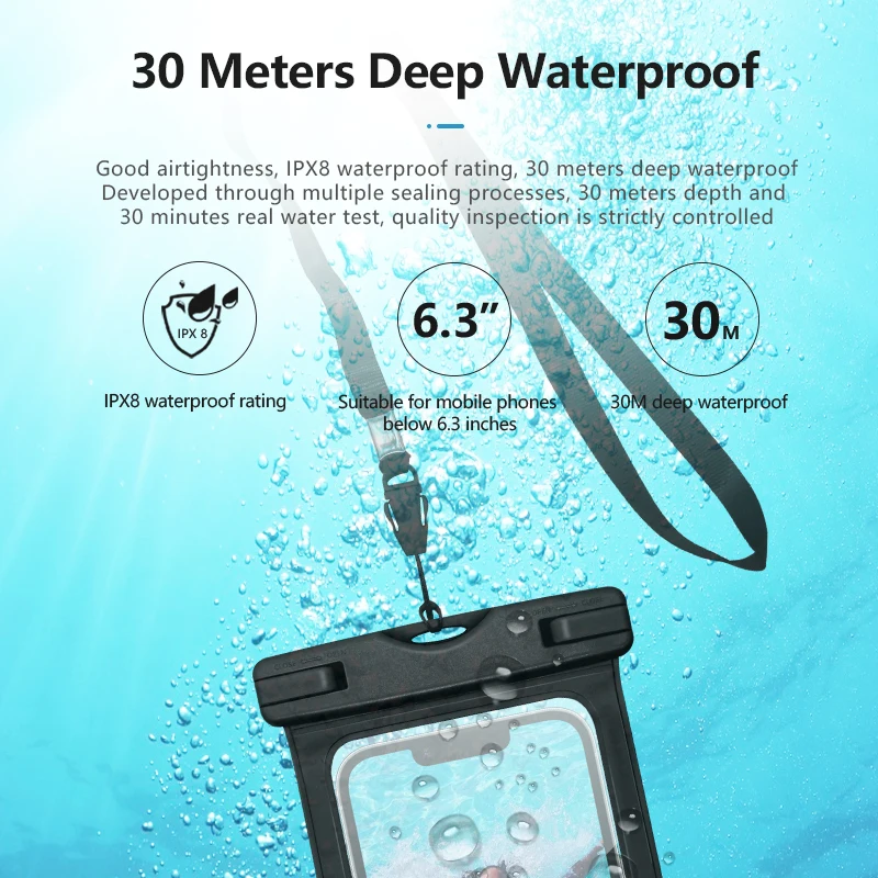 Outdoor Sports Skiing Surfing Travel Transparent Mobile Phone Accessories Pvc Waterproof Bag