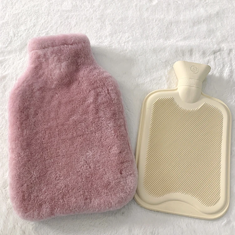 Comfort 2 Liter Hot Water Bottle with Cozy Fluffy Cover Premium Sheepskin Bag Large 2L US