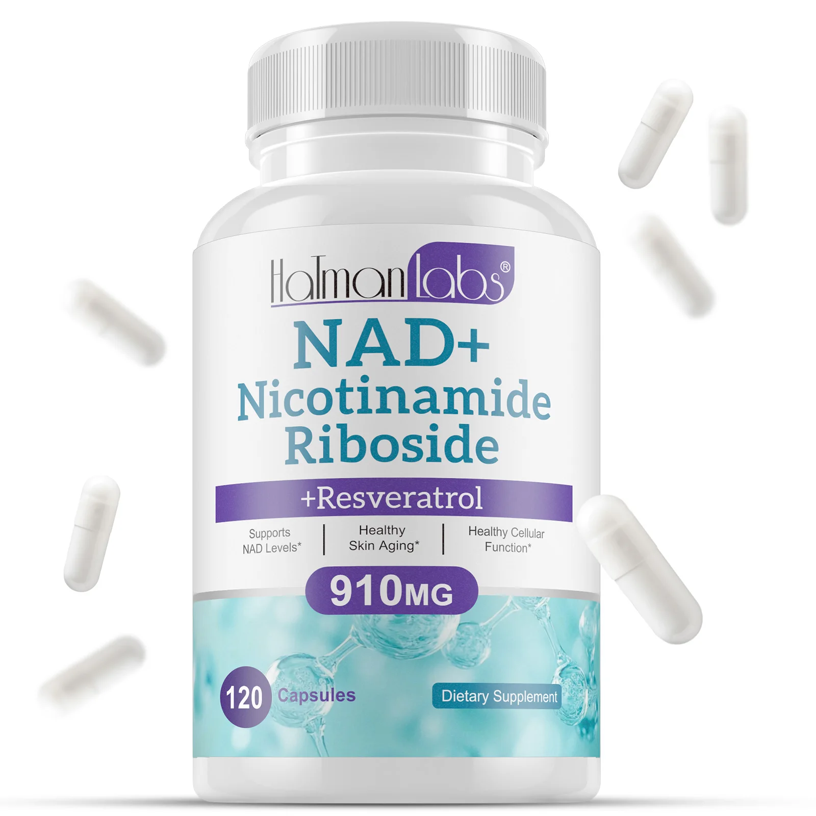 Hatmanlabs enhance metabolism boosts cellular energy anti aging nad 120 supplement nad nicotinamide riboside capsules