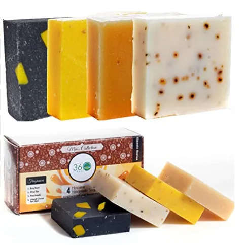 Amazon Hot Sale 4PC Customize Organic Skin Care Lightening Whitening Handmade Face Bath Body Bar Soap Gift Set