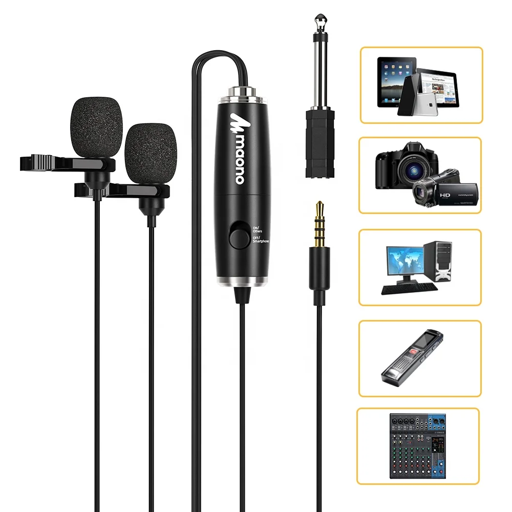 Профессиональный двойной отворот MAONO микрофон Lavalier микрофон для смартфона