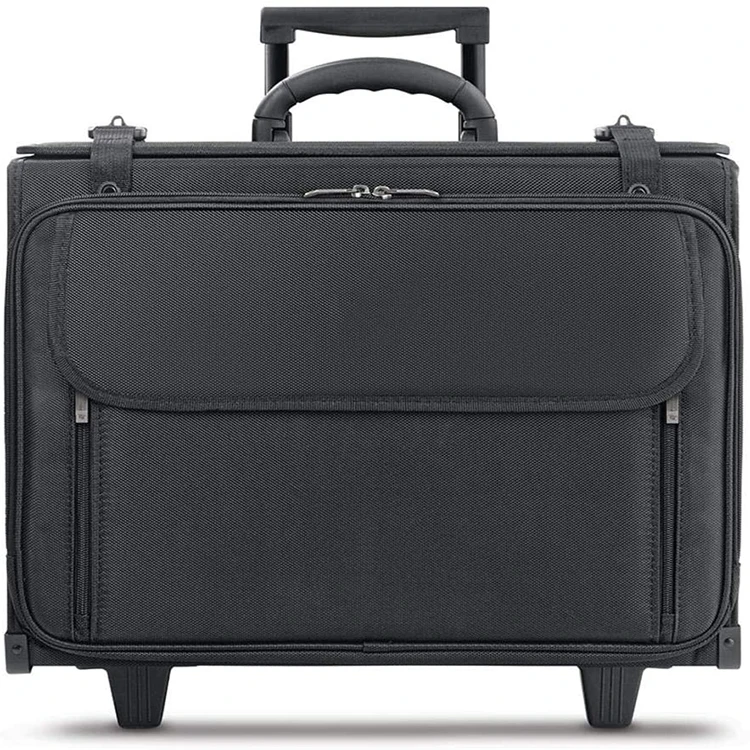 Hot Sale Black Waterproof Rolling Messenger Bag Flight Bag Pilot Luggage With Wheels For Travel Overnight