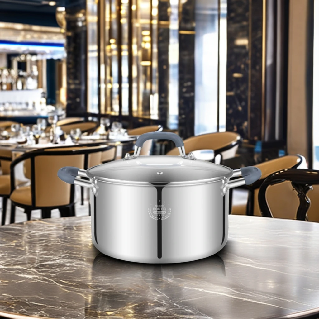 Noble type Induction stockpot Restaurant kitchen soup warmer pot Multi-function Composite Stainless steel deep Soup Pot with Lid