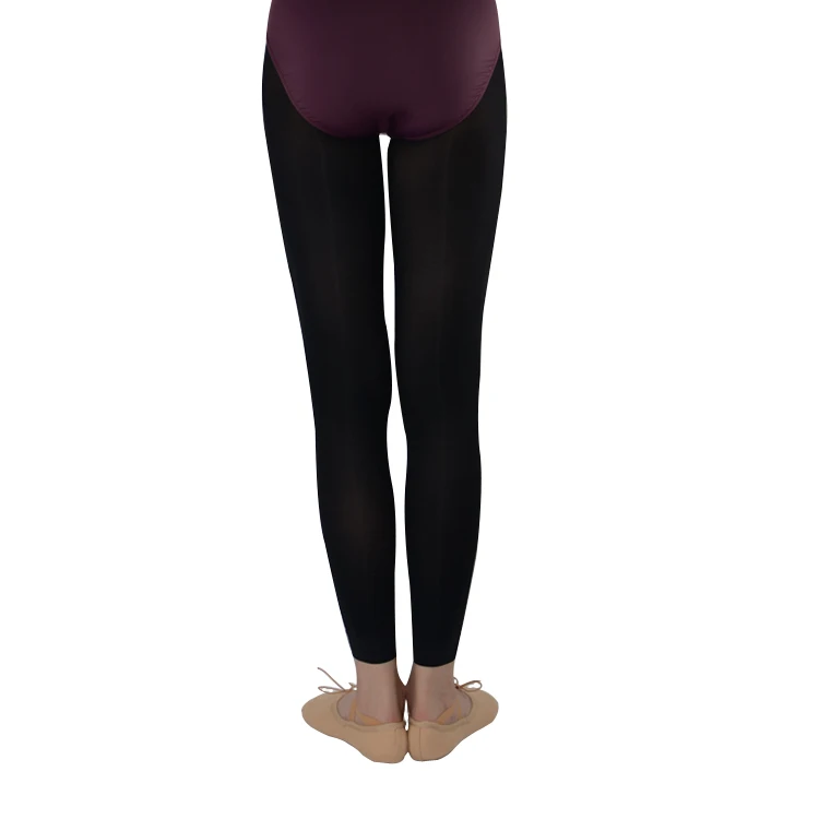  In-stock ready to ship girl wear black elastic footless school tights for dancing with gusset