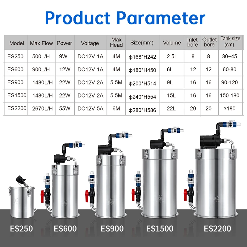 304 Stainless Steel External Aquarium Filter For Freshwater Filter Equipment For Fish Tanks & Aquariums Aquarium Filter Media 6L