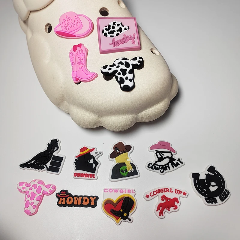 Best-selling design Cowboy Garden Shoes Charm Shoes Pink Cowboy Girl Boots Charm Wholesale Gun Boots Cork charm