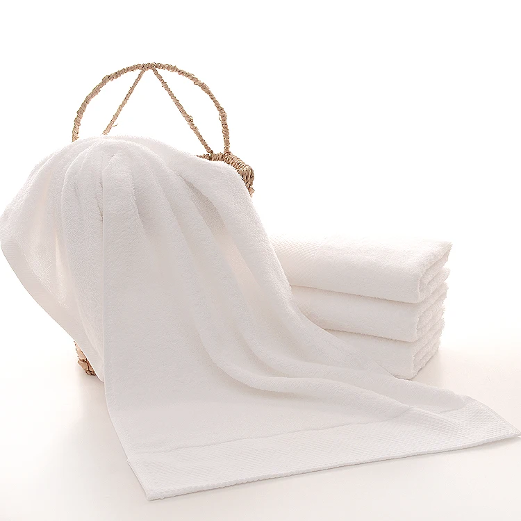 100% cotton luxury high quality bath towel hotel bathroom towel pure color absorbent White towel