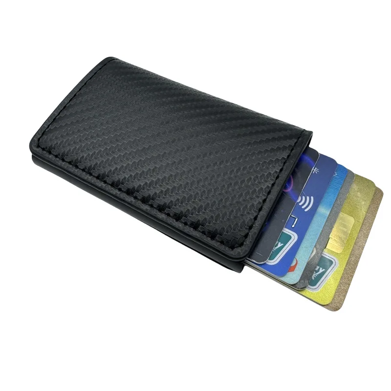 2024 RU PU Leather Wallet RFID Blocking Pop Up Card Holder Money Clip Slim Purse For Holding Bank Cards