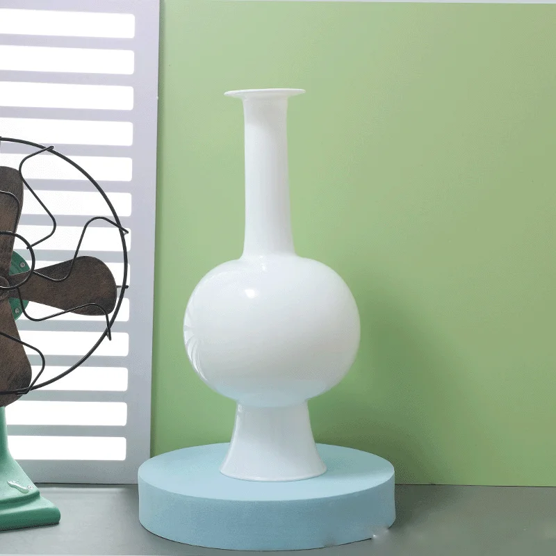 56H Retro blue vase hydroponic glass vase classical Chinese flower arrangement glass vase