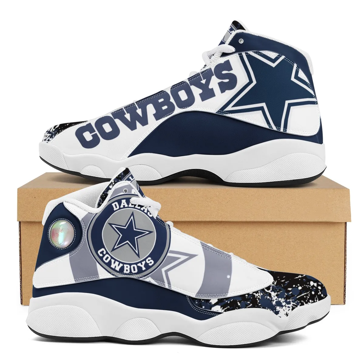 Оптовая продажа спортивные модные кроссовки NFL Cowboys с индивидуальным принтом имени и логотипом повседневная обувь унисекс из дышащего материала для футбольной