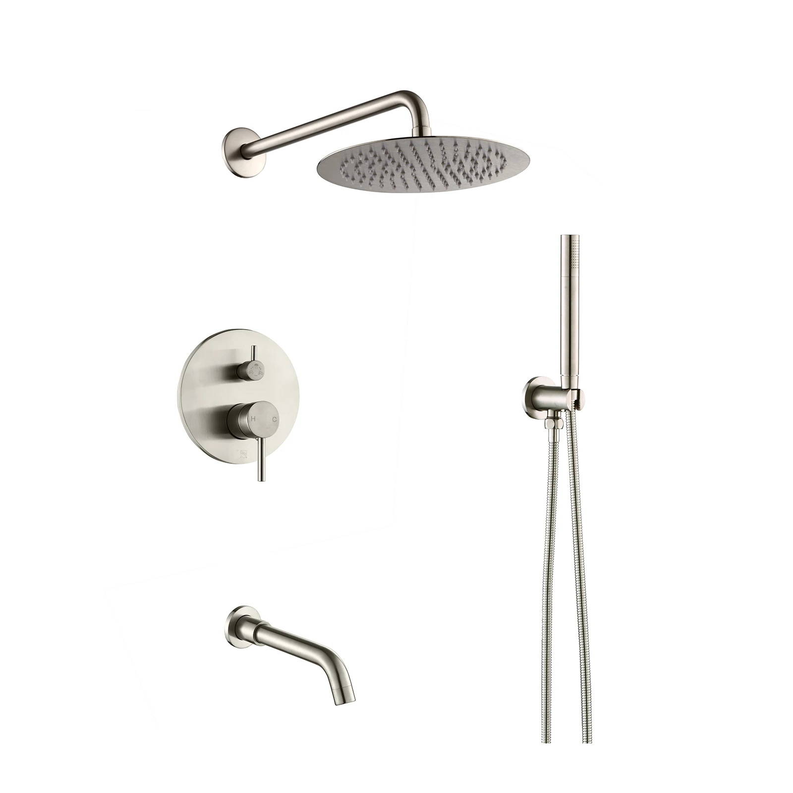 Bathroom Shower System 8 Inch Rainfall Shower Head with Handheld Spray Mixer Shower Faucet