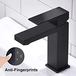 Modern Square 304SS Bathroom Sanitary Ware Hot and Cold Mixer Sink Water Taps Basin Faucet with Satin Nickel Brushed Black Gold