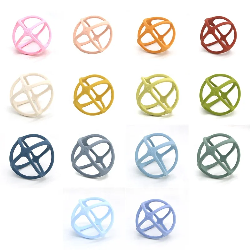 Wholesale Dinosaur 3D Silicone Teether Gripping Balls Safe Teething Toys Ball for Babies