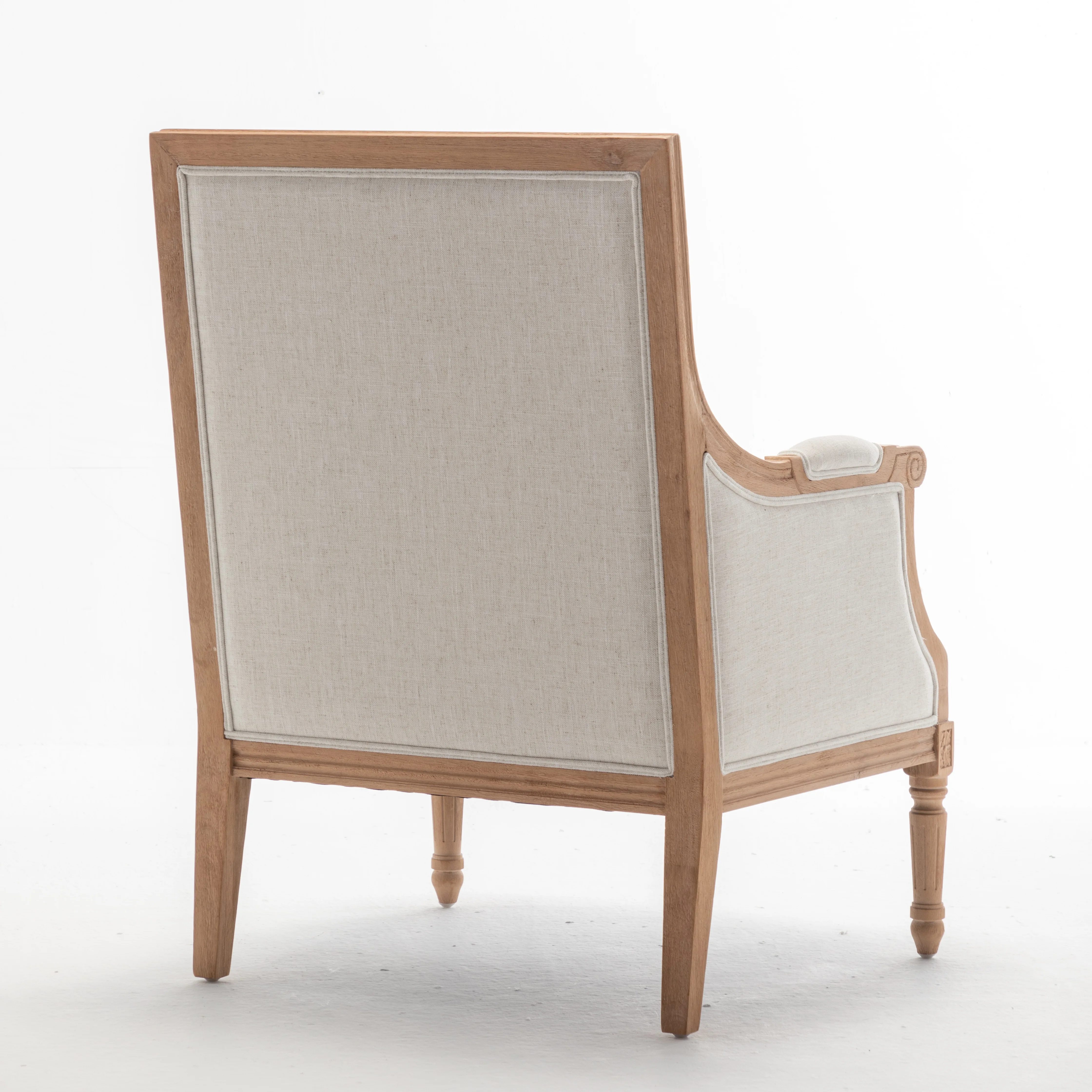 Classic French solid wood Wedding vintage dining sofa chair set  with Rattan Back linen fabric for events  2 or 3 seater