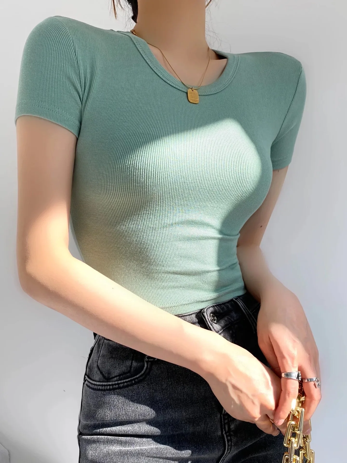 Custom Baby Y2k Tee T-Shirt Cropped Ladies Screen Print Blank Cotton Fitted Tee T Shirt Top Hip Hop Women White Tshirt Crop Top