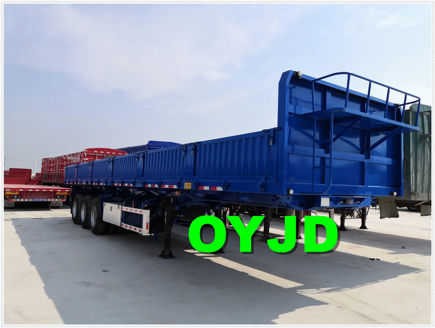 OYJD новейший дешевый полукорпус 45 куб. М боковая стена 40 футов платформа прицеп использует стальной стержень цемент зернистость кирпичи контейнер транспортировка на