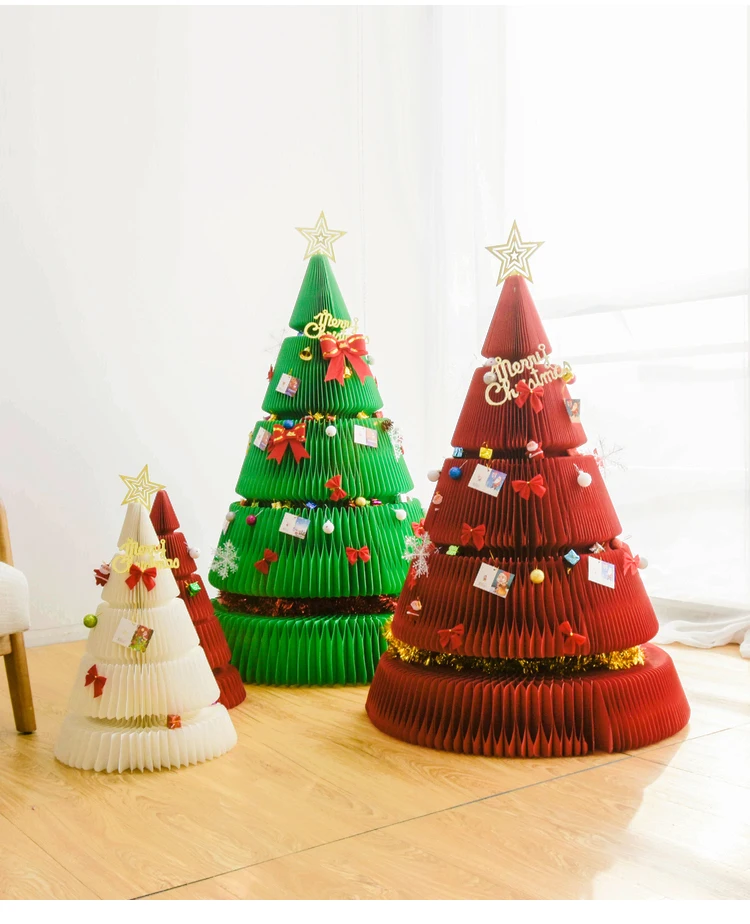 
Origami Christmas Tree Festival Party Decorations White Red Green 8