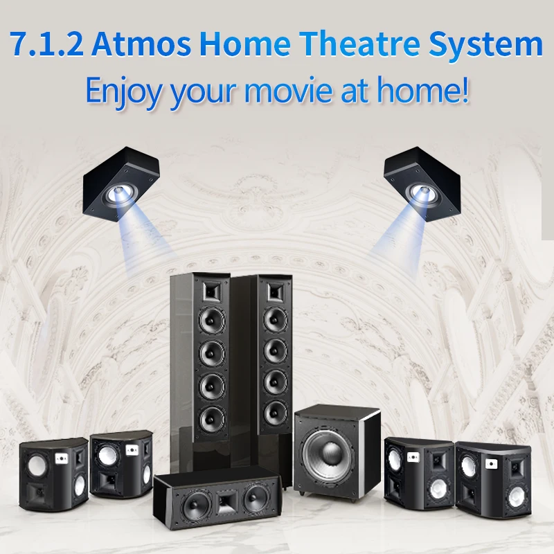 Напольная Система домашнего кинотеатра Accusound 7.1.2 атмосферs DTS X Tower с сабвуфером мощностью 300 Ватт Прямая поставка